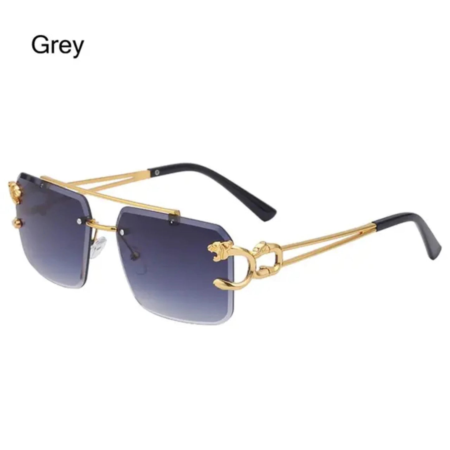 Retro Cheetah Decoration Rimless Sunglasses  Women Men Metal Steampunk Sun Glasses Frameless Fashion Shades UV400 Eyewear Gafas