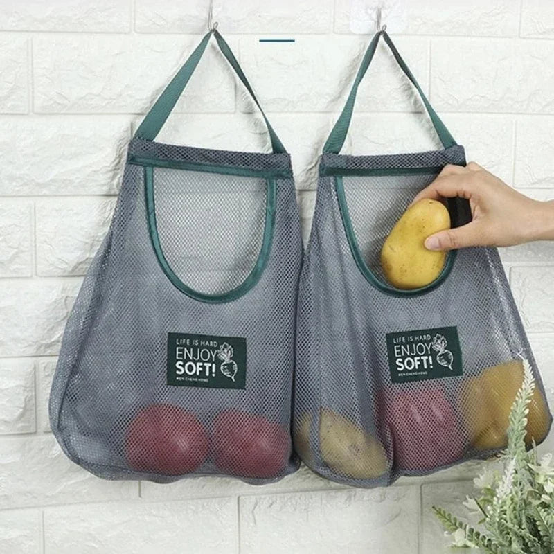 Mesh Bag Storage Baskets Reusable Grocery Net Plastic Bags For Food Fruit Vegetables Kitchen Organizer Accessories Item