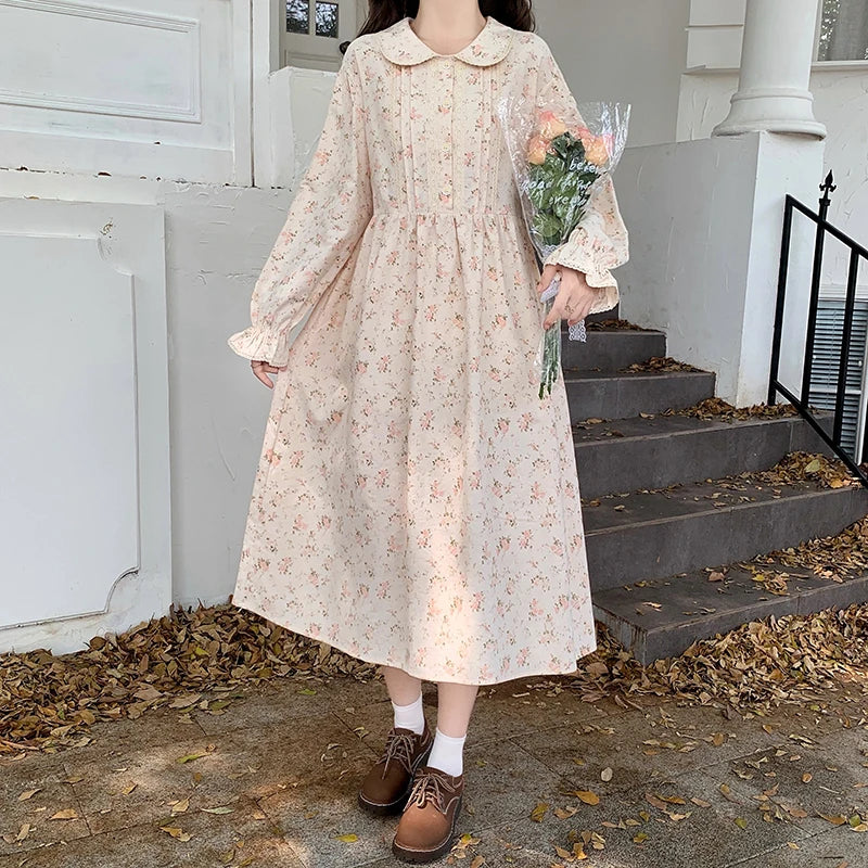 Mori girl elegant dress new spring autumn fashion long sleeve women sweet vestidos