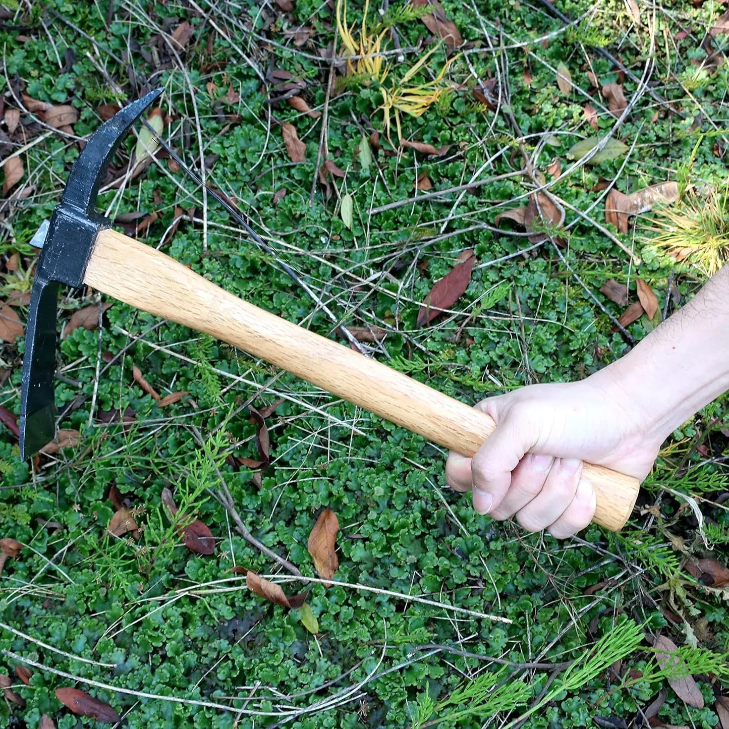 Pick  for Digging 14-/4" Garden Pick Mattock Hoe, Heavy Duty Japanese Hand Forged Steel, Pickaxe Tool for Digging, Weeding, Cult