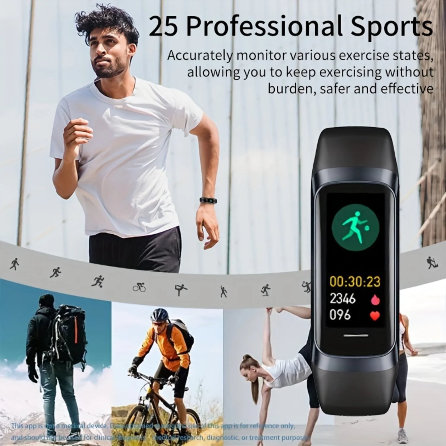 Fitness Smart Watch With Silicone Band, Waterproof Touch Screen Sports Smart Watch