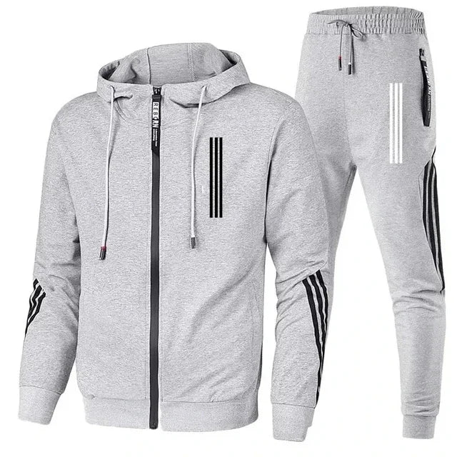 2025 Men's Hoodies+Pants Sets Triple Slant Hoodie Jacket Sport Zipper Tracksuits Sports Jogging Male Fitness Clothing Two Piece