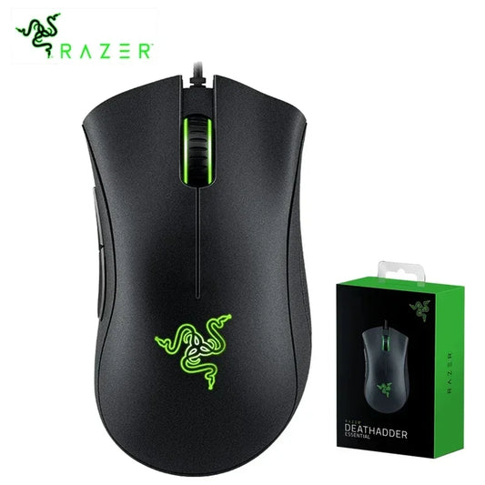 ماوس الألعاب السلكي الأصلي Razer DeathAdder Essential بدقة 6400 نقطة في البوصة ومستشعر بصري و5 أزرار مستقلة لأجهزة الكمبيوتر المحمولة واللاعبين