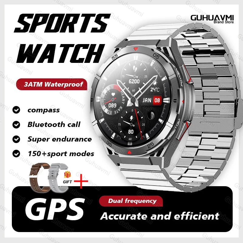 2025New for HUAEWI Military Grade GPS Smartwatch 150+Sport Mode BT Call 10ATM Waterproof Compass Health Monitoring for Men Watch