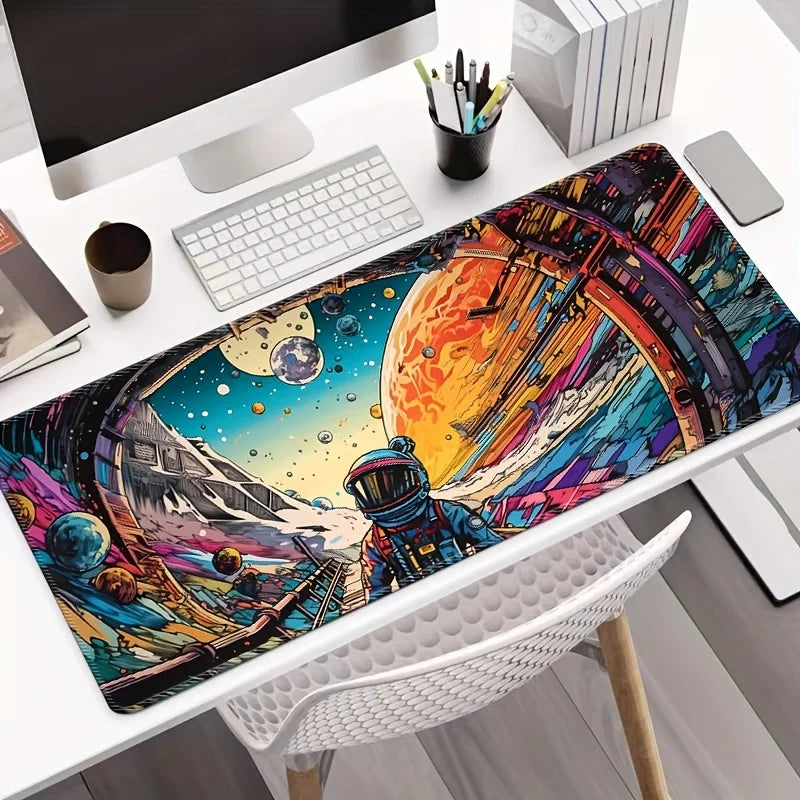 Mouse Mat Space Astronaut Rug Office Accessories Playmat Computer Mat Gaming Setup Pc Gamer Desktops Table Cushion 90x40cm