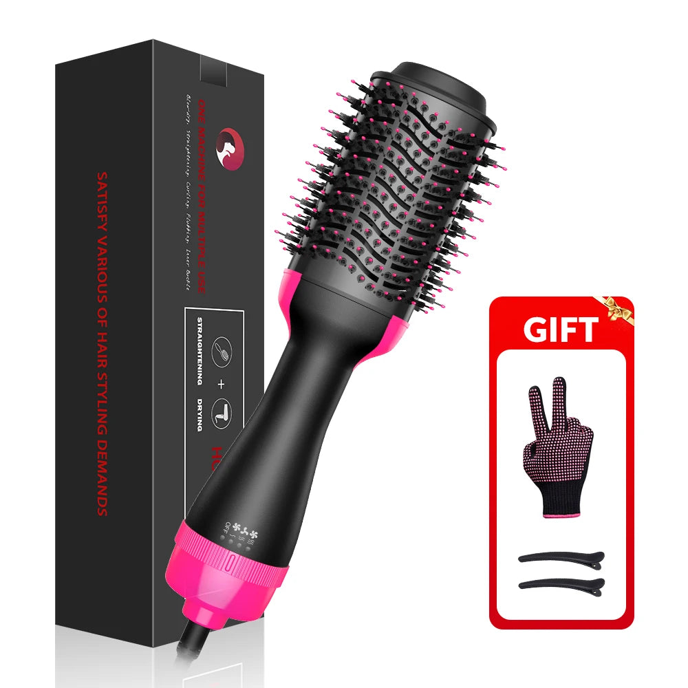 One Step Hot Air Brush Salon Professional Hair Dryer & Volumizer Hot Air Brush Negative Ion Generator Hair Straightener Curler