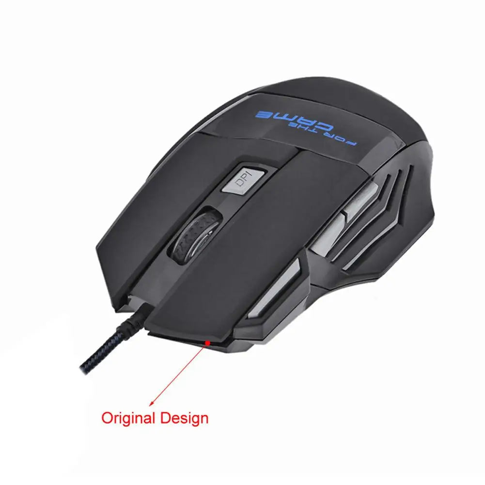 Wired Gaming Mouse 7-Color Backlight 5500 DPI Adjustable Black Wired Optical Computer Gaming Mice for PC Gamer Computer Desktop