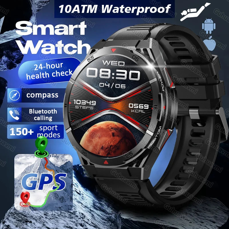 2025New for HUAEWI Military Grade GPS Smartwatch 150+Sport Mode BT Call 10ATM Waterproof Compass Health Monitoring for Men Watch