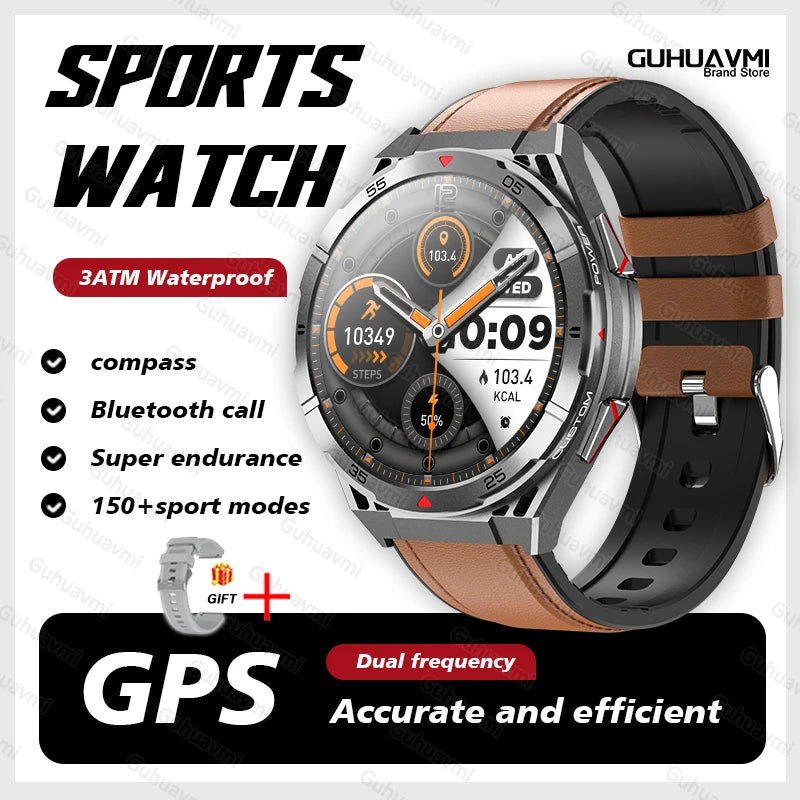 2025New for HUAEWI Military Grade GPS Smartwatch 150+Sport Mode BT Call 10ATM Waterproof Compass Health Monitoring for Men Watch