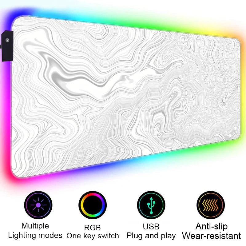 Strata Liquid Abstract Art RGB Mouse Pad LED Gaming Setup Accessories Mousepad XXL Desk Mat Locking Edge Mouse Pads Keyboard Mat