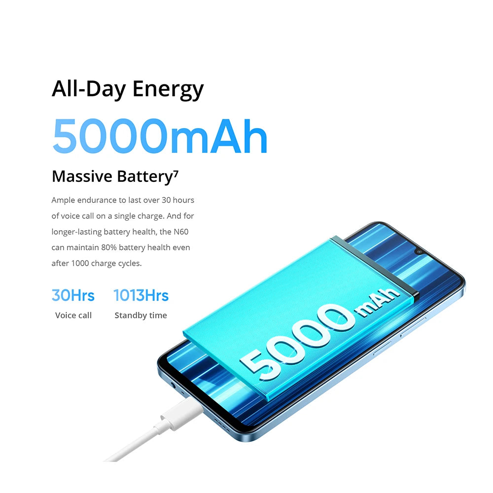 realme Note 60 شاشة 6.74 بوصة 90 هرتز كاميرا فائقة الوضوح بدقة 32 ميجابكسل بطارية 5000 مللي أمبير في الساعة 4 جيجابايت + 256 جيجابايت هاتف ذكي مقاوم للسقوط