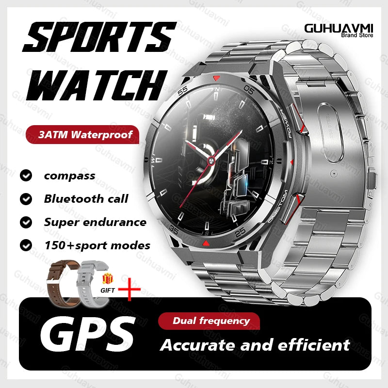 2025New for HUAEWI Military Grade GPS Smartwatch 150+Sport Mode BT Call 10ATM Waterproof Compass Health Monitoring for Men Watch