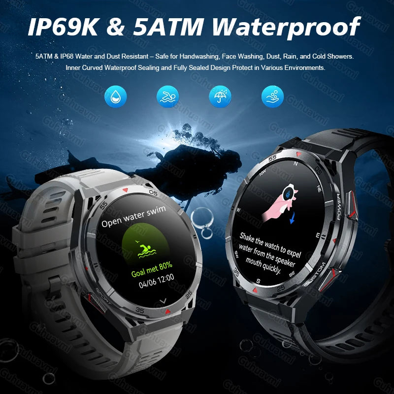 2025New for HUAEWI Military Grade GPS Smartwatch 150+Sport Mode BT Call 10ATM Waterproof Compass Health Monitoring for Men Watch