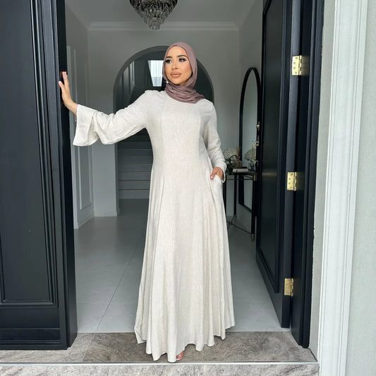 2025 New Muslim Dress for Women Dubai Turkey Abaya Solid Color Back Strap Adjustment Dresses Islam Modest Robe Islamic Clothing