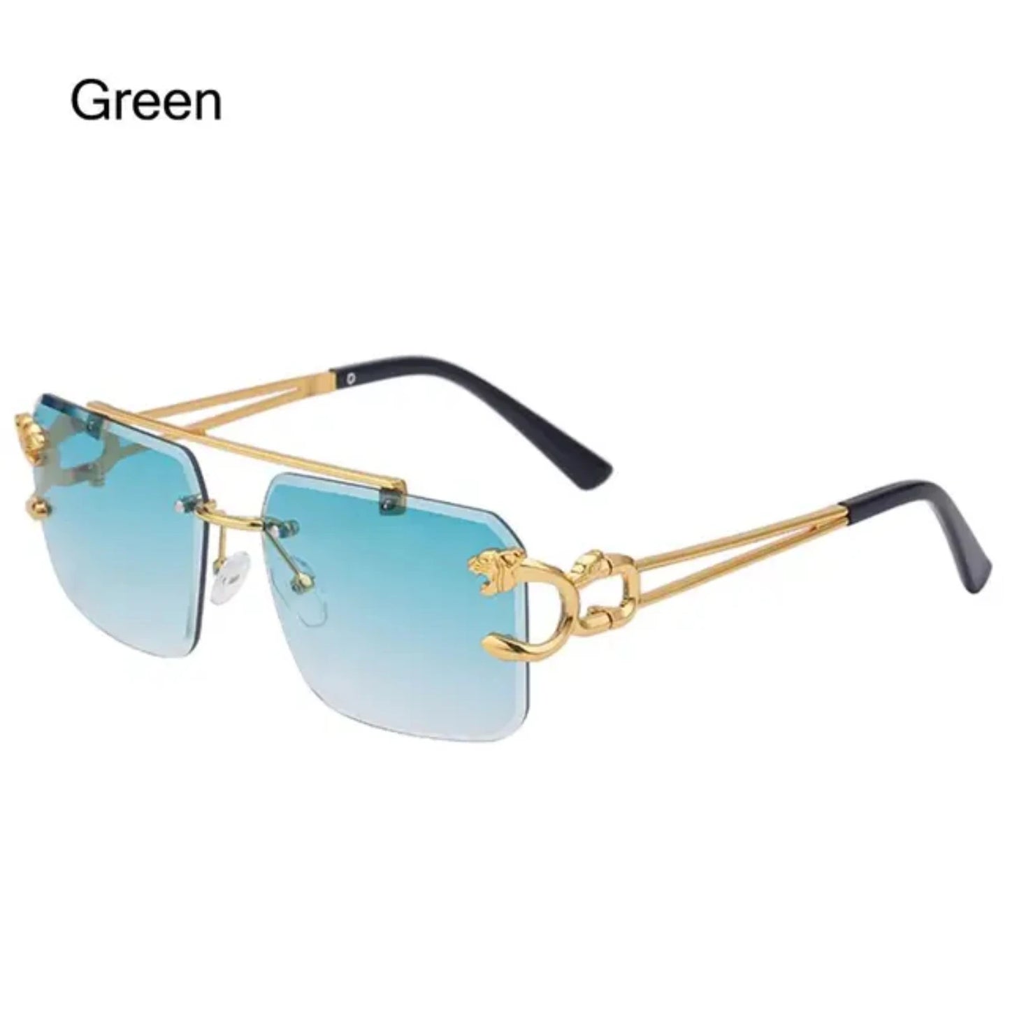 Retro Cheetah Decoration Rimless Sunglasses  Women Men Metal Steampunk Sun Glasses Frameless Fashion Shades UV400 Eyewear Gafas