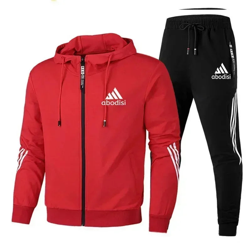 2025 Purchase new fashion sports men's zipper hoodie and casual sweatpants two-piece sweatshirt men's outdoor travel suit set