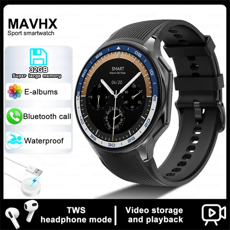 For Huawei Xiaomi New 32G RAM Memory Smart Watch Men 1.43 inch Local Heart Rate Bluetooth Call AMOLED 466*466 HD SmartWatch Man