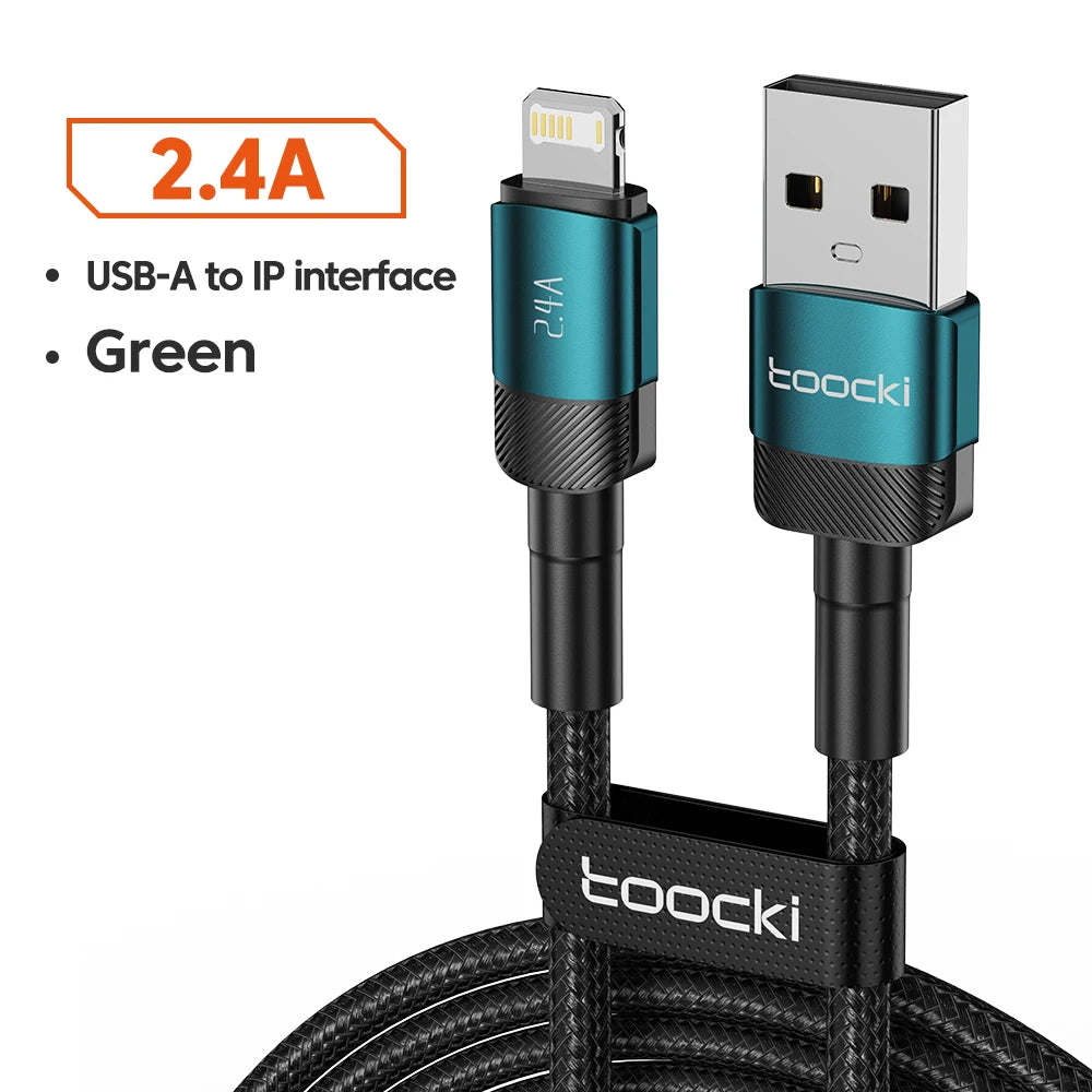 كابل Toocki USB لهاتف iPhone 14 13 12 Pro Max X XS XR 8 7 Plus iPad شاحن شحن سريع كابل USB إلى iP لهاتف iPhone سلك بيانات