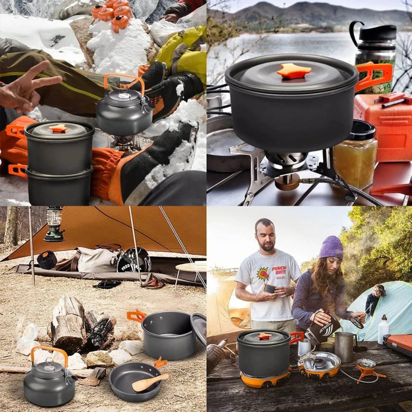 Experience Unforgettable Adventure with Lightweight, Durable Aluminum Camping Cookware Set - Reliable Outdoor Cooking Gear - Con