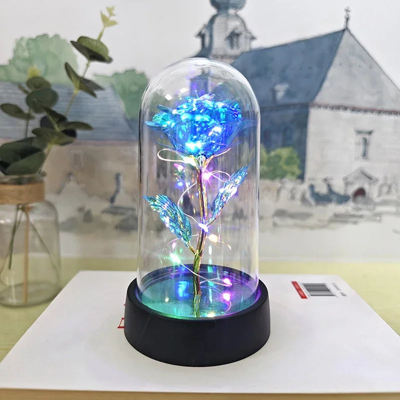 LED Light Foil Flower Artificial Rose Flowers Night Lamp Valentines Day Gift For Girlfriend Eternal Rose Wedding Decorative Gift