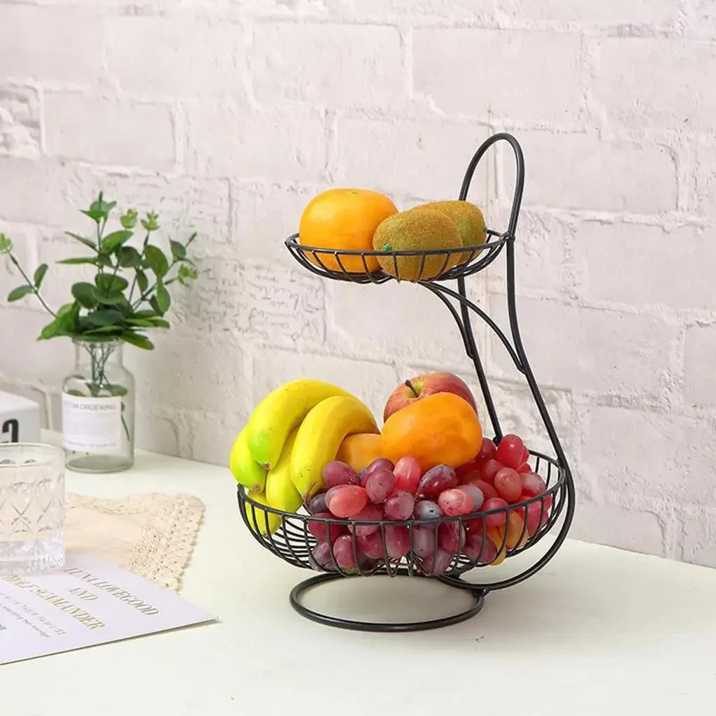 2/3-Tier Decorative Fruit Basket Vegetable Bread Holder  Organizer Wicker basket Foldable crate Picknick basket Cesto mimbre Gym