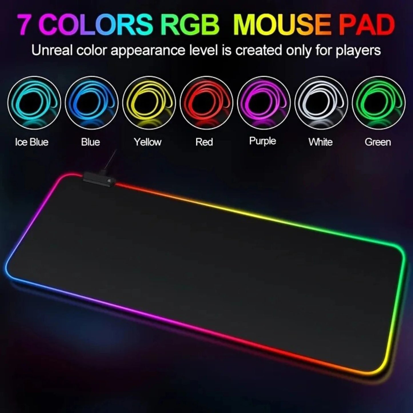 1 Pcs Large Gaming Mouse Pad Light Modes Touch Control Extended Soft Computer Keyboard Mat Non-Slip Rubber Base Mouse pad xl B