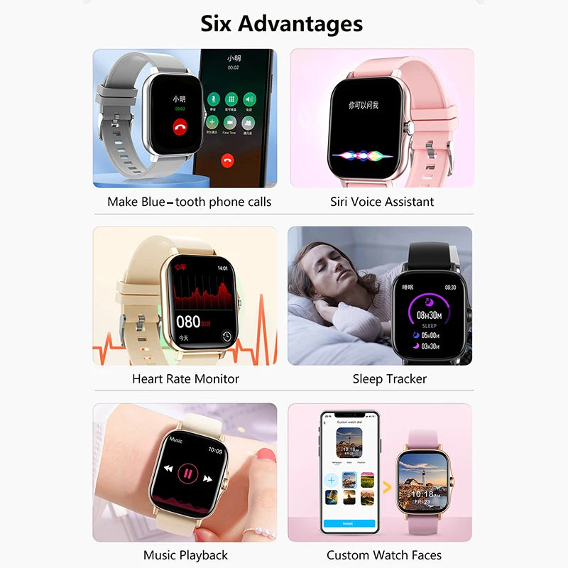 2024 Men Smart Watch Fitness Clock Sports Heart Monitor Smartwatch Bluetooth Call Music Playback 1.83'' Watches for Women Xiaomi