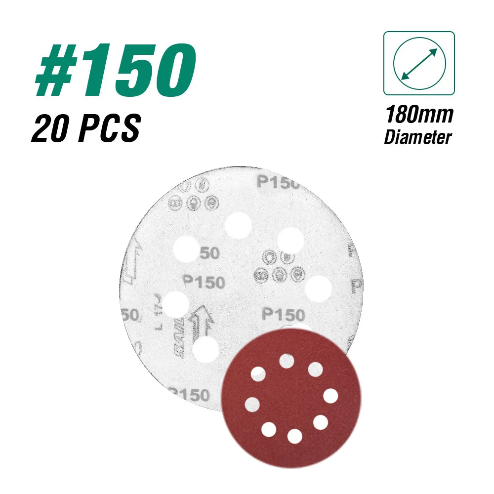 POSENPRO Sandpaper 180/225mm holes Sanding paper grits 180mm Electric Drywall Sander Polisher Aluminium Oxide Hook Loop