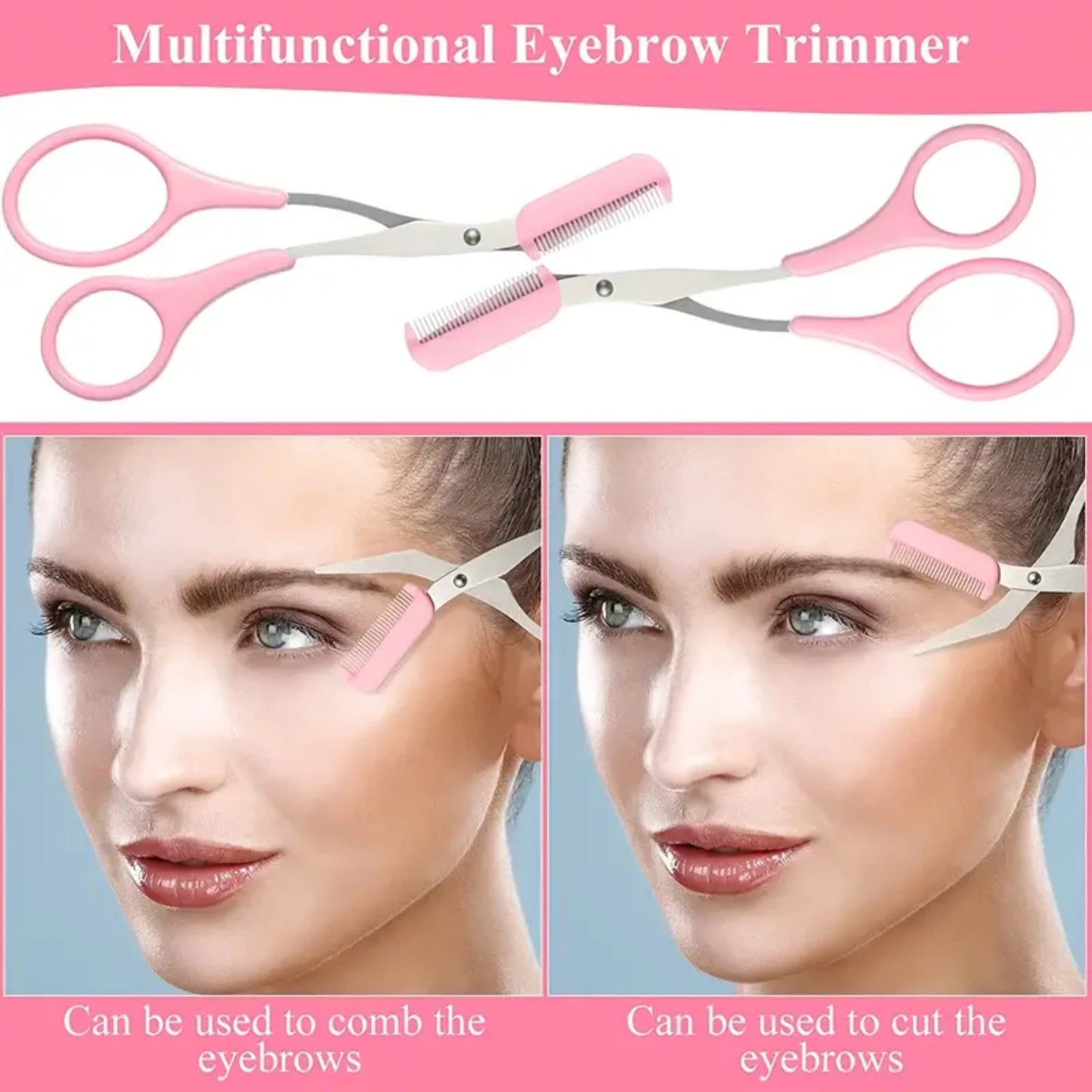 Eyebrow Trimmer Scissors with Comb for Women & Men  Shaping Cut Comb, Non-Slip Finger Grips - Beauty Accessory for Hair Removal