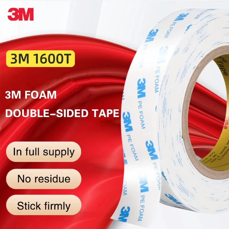 3M 10-50mmx3M Double-Sided Adhesive Strong Non-Trace Foam Tape High Temperature Resistant White Foam Double Sided Adhesive Tape