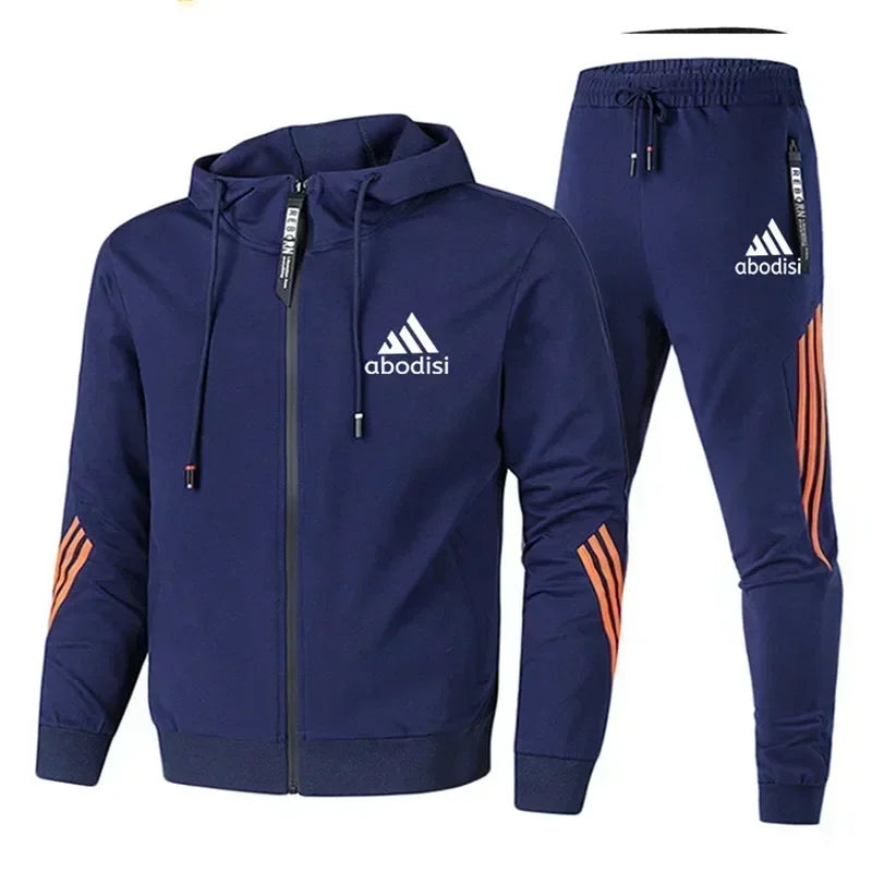 2025 Purchase new fashion sports men's zipper hoodie and casual sweatpants two-piece sweatshirt men's outdoor travel suit set