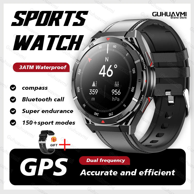 2025New for HUAEWI Military Grade GPS Smartwatch 150+Sport Mode BT Call 10ATM Waterproof Compass Health Monitoring for Men Watch