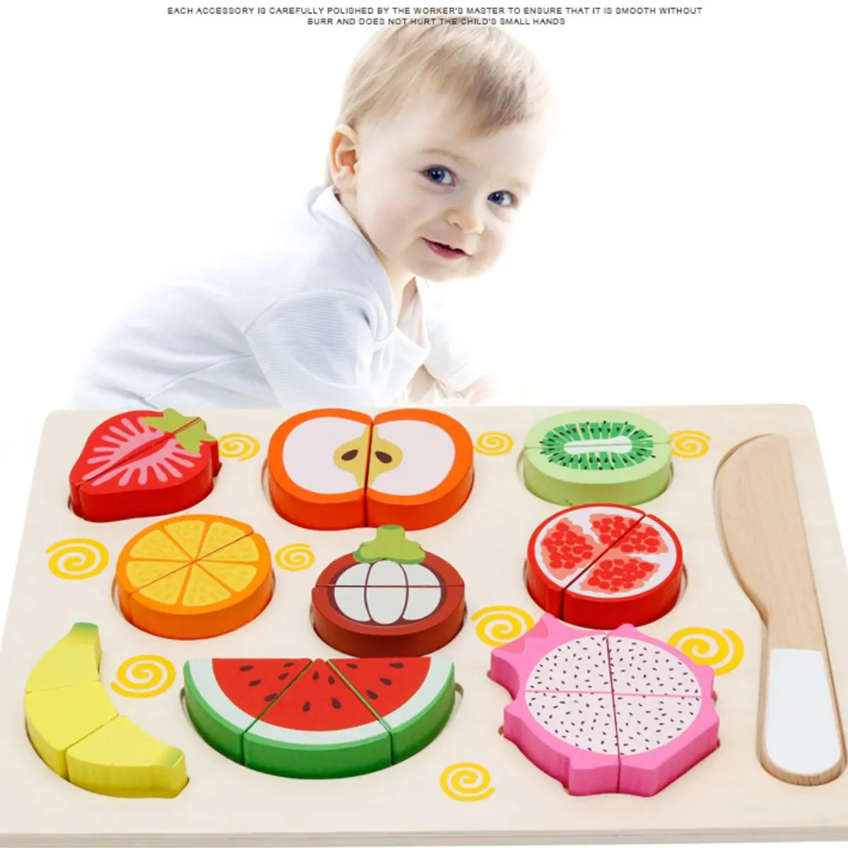 2 Sets of Wooden Magnetic Puzzles, Educational Toys for Kids, Sliceable Fruits & Vegetables, Kitchen Games with Cutting Boards