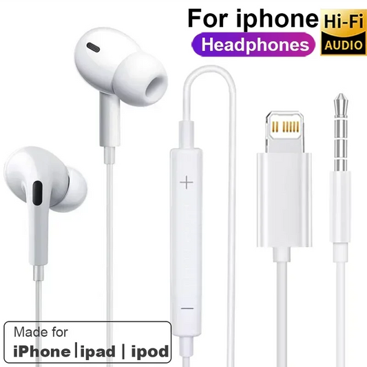 سماعات أذن أصلية لهاتف Apple iPhone 14 Pro Max Lightning Headphones 13 12 11 Mini X XS XR SE 6 7 8 Plus سماعة أذن سلكية داخل الأذن