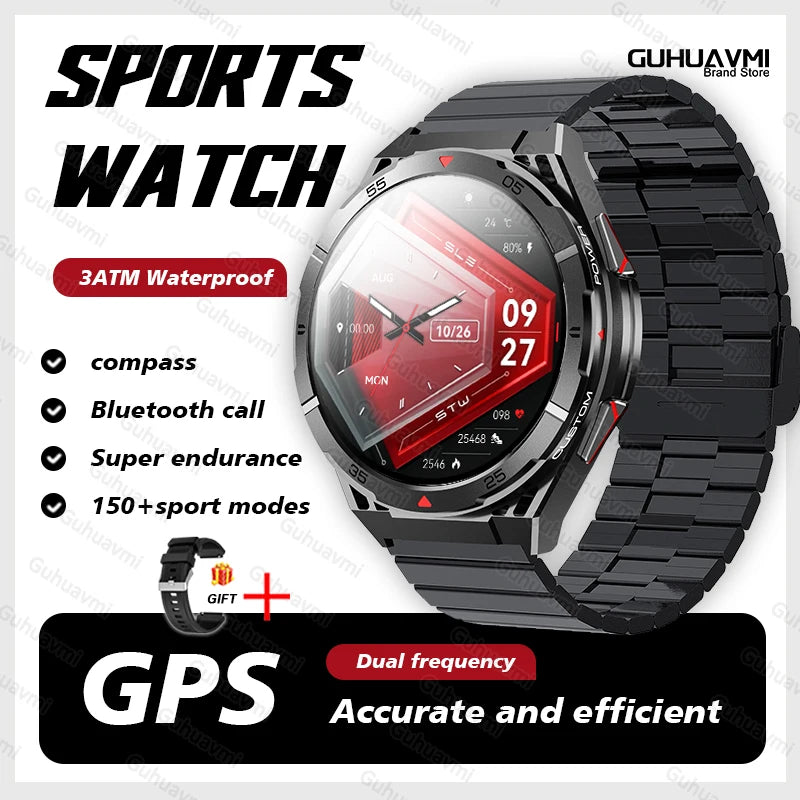 2025New for HUAEWI Military Grade GPS Smartwatch 150+Sport Mode BT Call 10ATM Waterproof Compass Health Monitoring for Men Watch