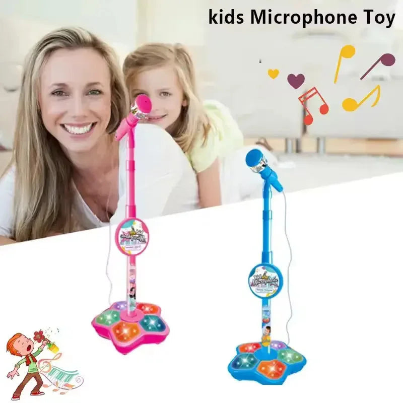 Kids Microphone Stand Karaoke Mic Speaker With Lights Music Instrument Toys Singing Machine Birthday Gift For Girl Boy