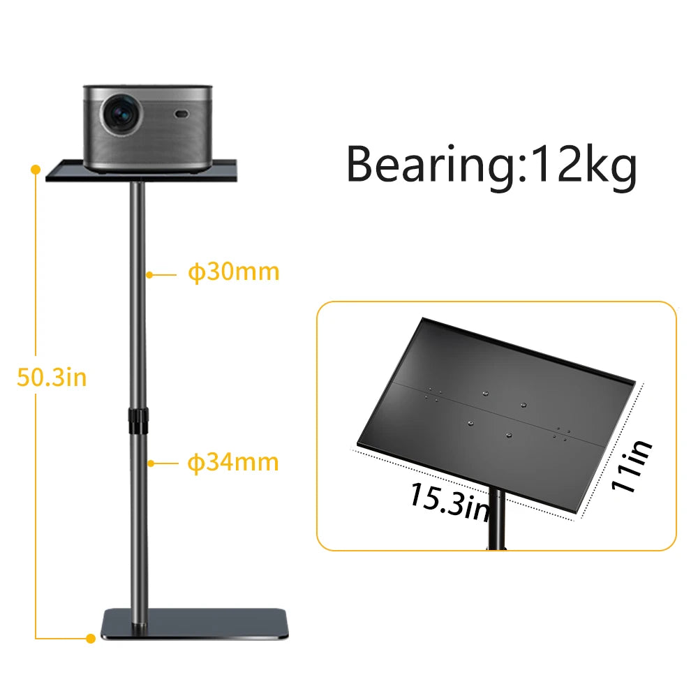 Ceiling/Floor Projector Support Stand Metal Holder Multi-angle Adjustable 360 ° Rotating Projector Bracket Film Video Projector