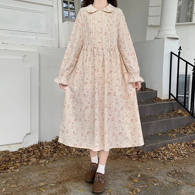 Mori girl elegant dress new spring autumn fashion long sleeve women sweet vestidos