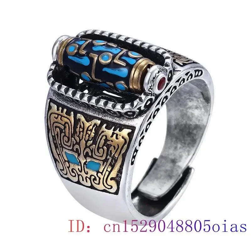 925 Silver Turquoise Tianzhu Ring Talismans Charm Amulet Jewelry Designer Luxury Gemstones Natural Fashion Women Jade