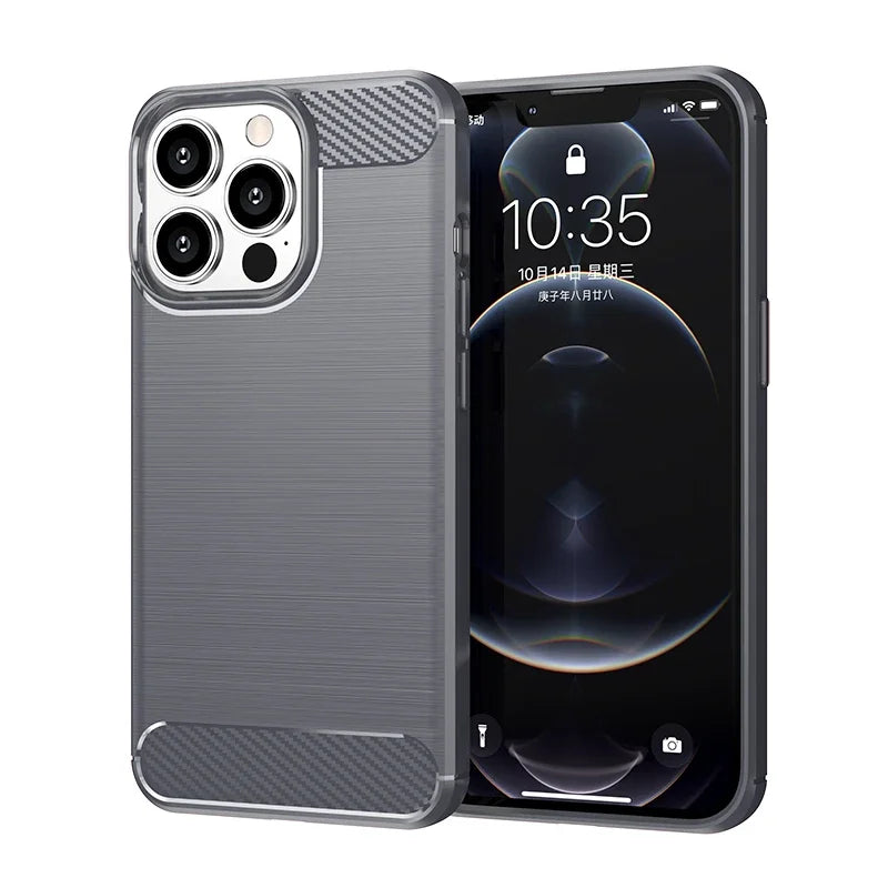 Carbon Fiber Silicone Frosted Case for iPhone 13/13 mini/13 Pro/13 Pro Max Soft Shockproof Anti fingerprint full package Cover