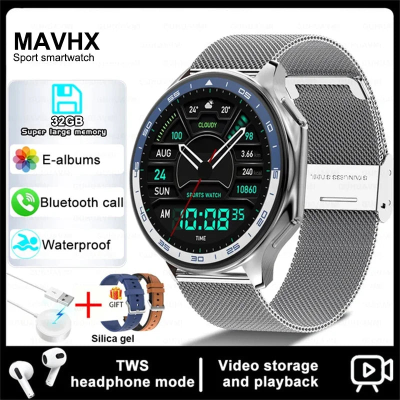 For Huawei Xiaomi New 32G RAM Memory Smart Watch Men 1.43 inch Local Heart Rate Bluetooth Call AMOLED 466*466 HD SmartWatch Man