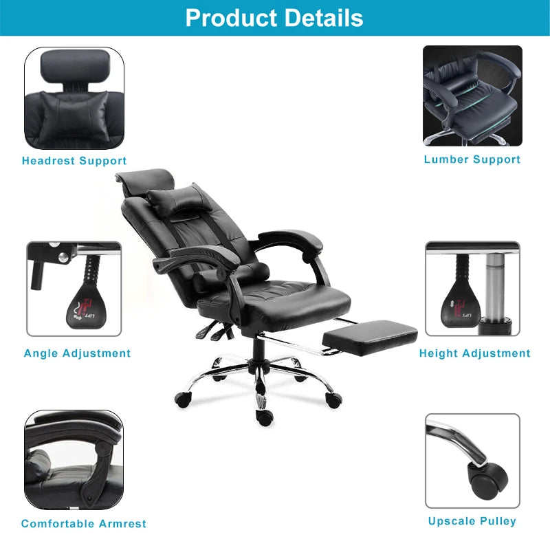 Home Office Chair Ergonomic Executive Office Chair PU Leather Swivel Desk Chairs,Adjustable Height Reclining Chair.