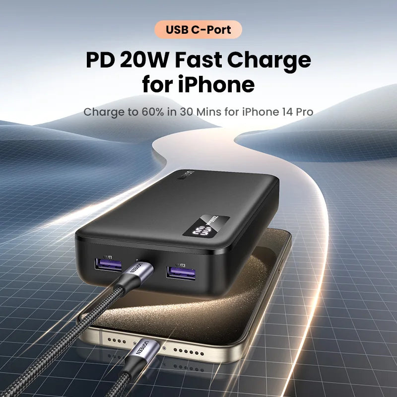 UGREEN 20000/10000mAh PD 20W Power Bank Fast Charge Portable PowerBank for iPhone 16 15 Pro Max Xiaomi Phone External Battery