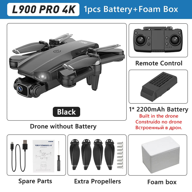 طائرة LYZRC L900 PRO GPS بدون طيار 4K احترافية عالية الدقة بكاميرا مزدوجة 5G WIFI محرك بدون فرشاة FPV طائرة رباعية المراوح قابلة للطي للتصوير الجوي