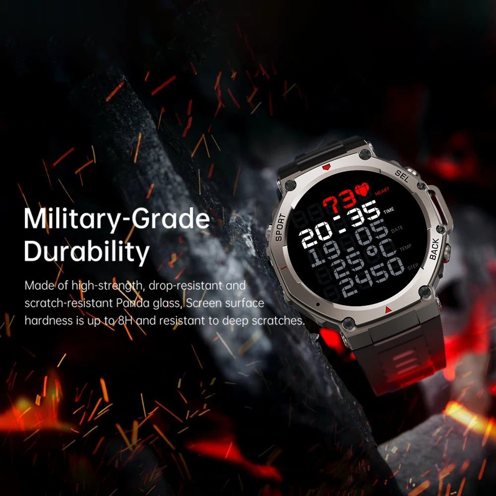 Rainbuvvy DM58 GPS Smart Watch 1.43 Inch AMOLED IPS Display Heart Rate Blood Oxygen 5ATM Waterproof Rugged Smartwatch