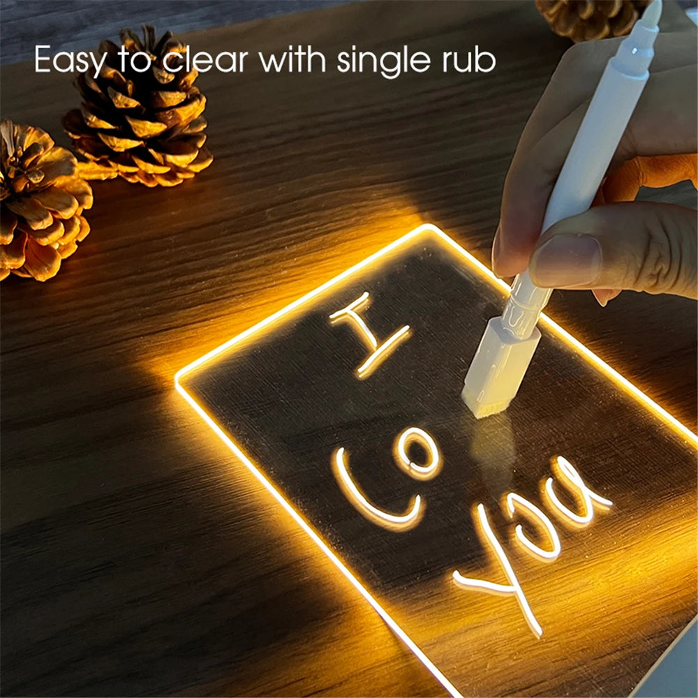 Transparent Message Board Night Light Glowing Memo Acrylic  Ambient Lights Daily Moment Note Board Erasable Room Decor Gift Sign