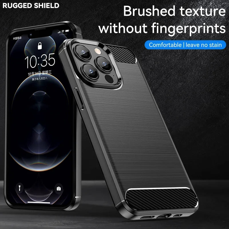 Carbon Fiber Silicone Frosted Case for iPhone 13/13 mini/13 Pro/13 Pro Max Soft Shockproof Anti fingerprint full package Cover