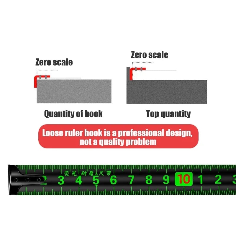 Self Locking Fluorescent Steel Tape Measure High-Precision Laser Inkjet Code Box Ruler Measuring Tool Widened Meter Ruler Ruler