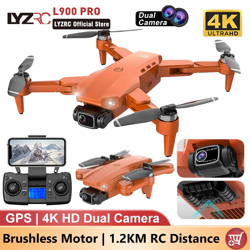 طائرة LYZRC L900 PRO GPS بدون طيار 4K احترافية عالية الدقة بكاميرا مزدوجة 5G WIFI محرك بدون فرشاة FPV طائرة رباعية المراوح قابلة للطي للتصوير الجوي