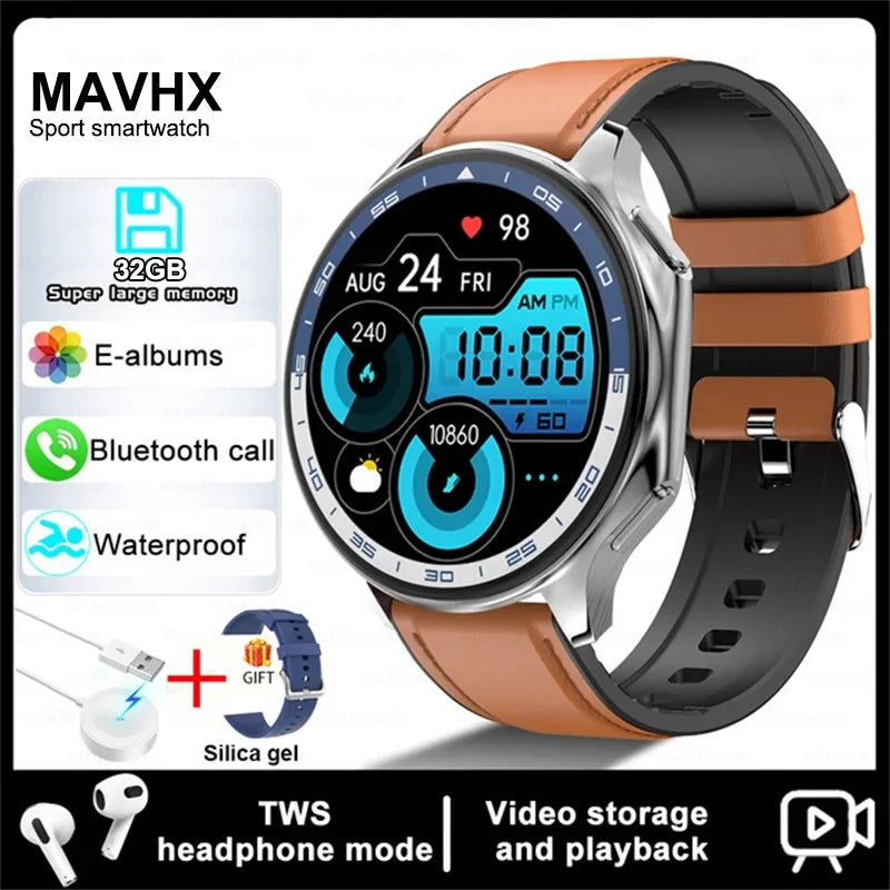 For Huawei Xiaomi New 32G RAM Memory Smart Watch Men 1.43 inch Local Heart Rate Bluetooth Call AMOLED 466*466 HD SmartWatch Man